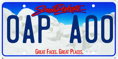 SD license plate 0APA00