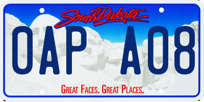 SD license plate 0APA08