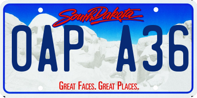 SD license plate 0APA36