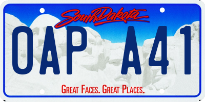 SD license plate 0APA41