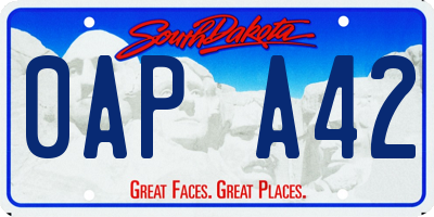 SD license plate 0APA42