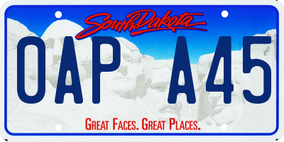 SD license plate 0APA45