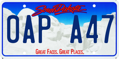 SD license plate 0APA47
