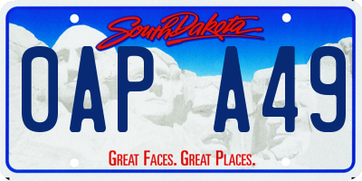 SD license plate 0APA49