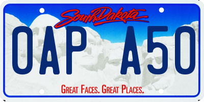 SD license plate 0APA50