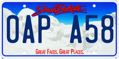 SD license plate 0APA58