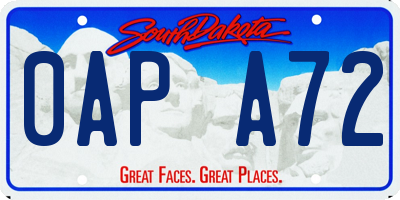 SD license plate 0APA72