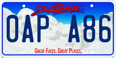 SD license plate 0APA86