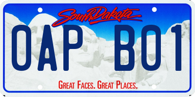 SD license plate 0APB01