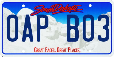 SD license plate 0APB03