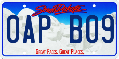 SD license plate 0APB09