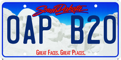 SD license plate 0APB20