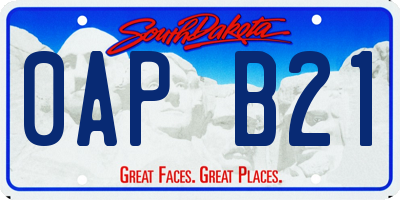 SD license plate 0APB21