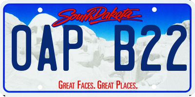 SD license plate 0APB22