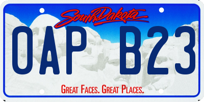 SD license plate 0APB23