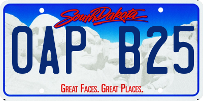 SD license plate 0APB25