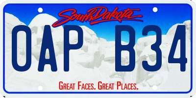 SD license plate 0APB34