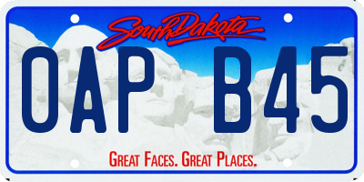 SD license plate 0APB45