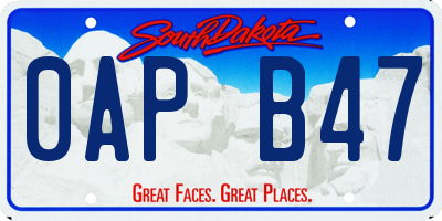 SD license plate 0APB47