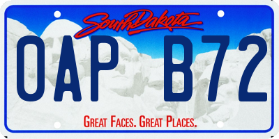 SD license plate 0APB72