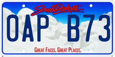 SD license plate 0APB73