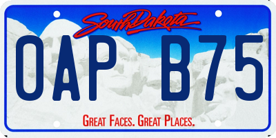 SD license plate 0APB75