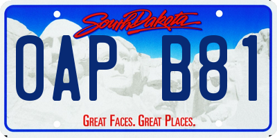 SD license plate 0APB81