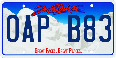 SD license plate 0APB83