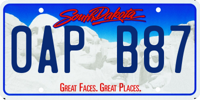 SD license plate 0APB87