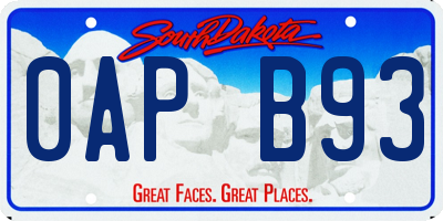 SD license plate 0APB93