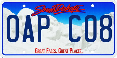 SD license plate 0APC08