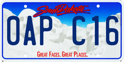 SD license plate 0APC16