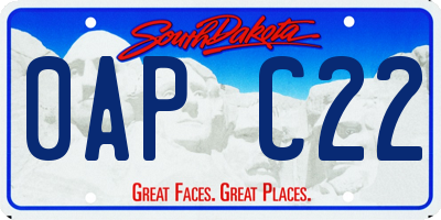 SD license plate 0APC22