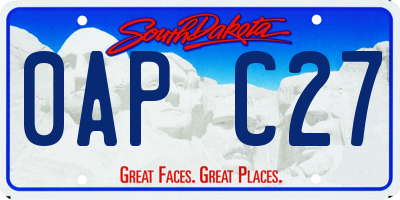 SD license plate 0APC27