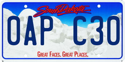 SD license plate 0APC30
