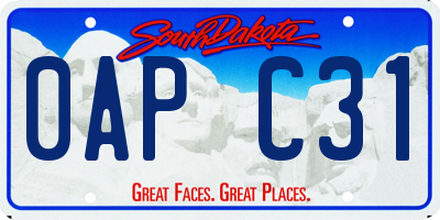 SD license plate 0APC31