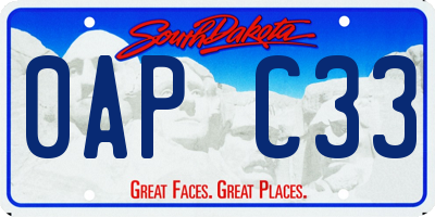 SD license plate 0APC33