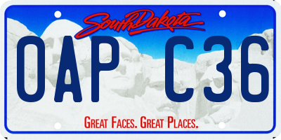SD license plate 0APC36