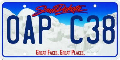 SD license plate 0APC38