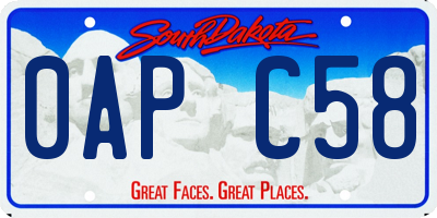 SD license plate 0APC58