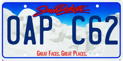 SD license plate 0APC62