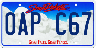 SD license plate 0APC67