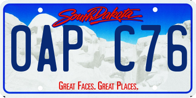 SD license plate 0APC76