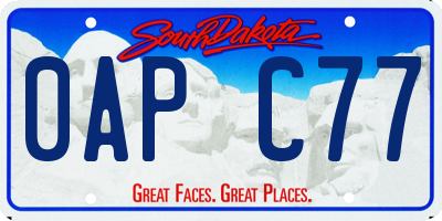 SD license plate 0APC77