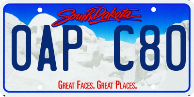 SD license plate 0APC80