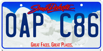 SD license plate 0APC86