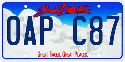 SD license plate 0APC87