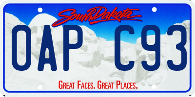 SD license plate 0APC93