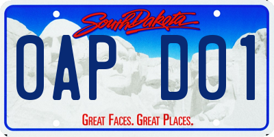 SD license plate 0APD01