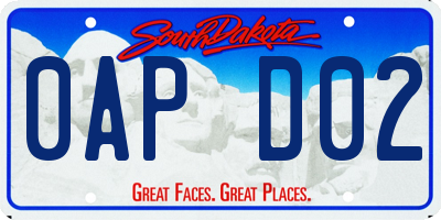 SD license plate 0APD02